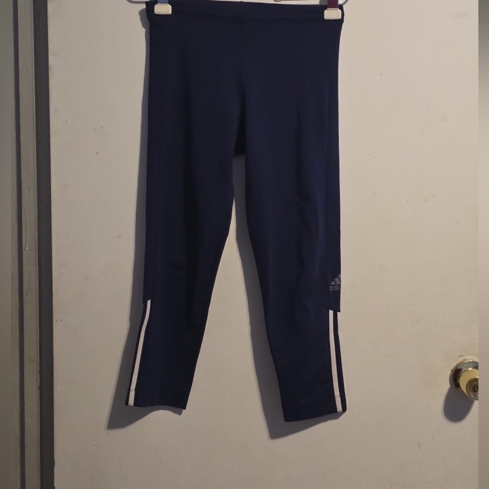 Adidas Kids Dark Blue Leggings with White Stripes